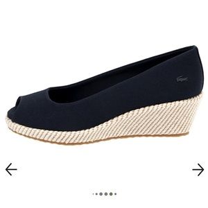 Lacoste Calavante Black Wedge Espadrilles Size 8 NWT | Canvas | Rope Sole